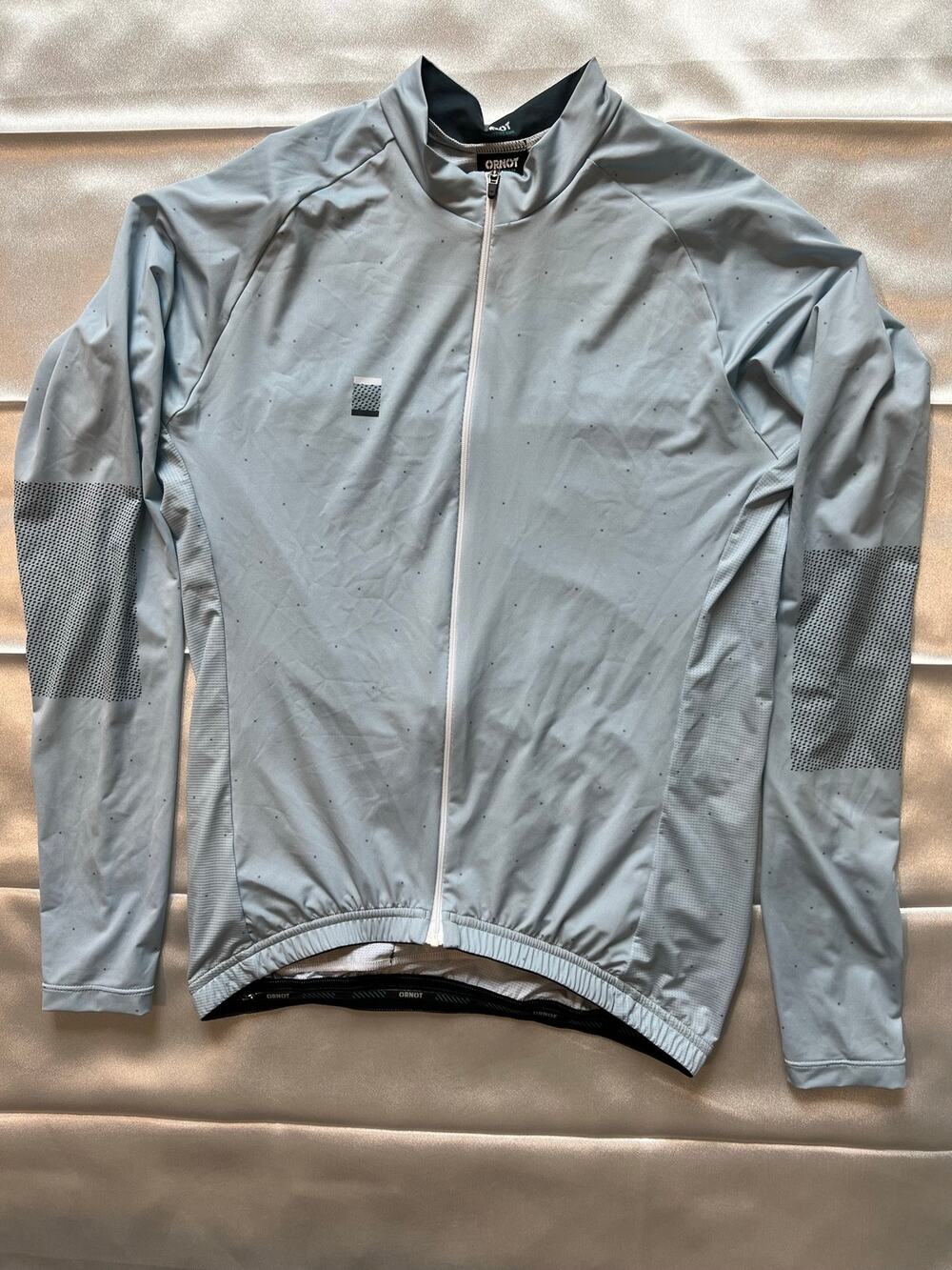 ORNOT Men’s Cycling Jacket Full Zip Long Sleeve Gray USA Made Bike Jersey Large